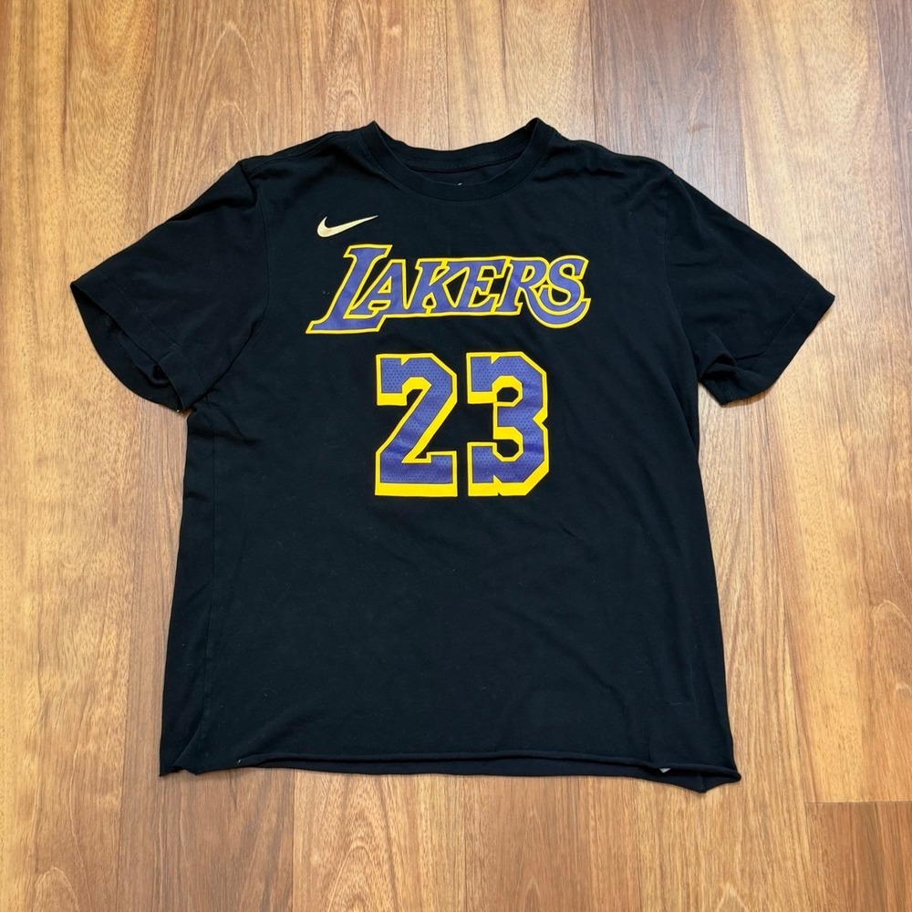 Nike Los Angeles Lakers Lebron James 23 Black Jersey T-Shirt Men's Size Medium